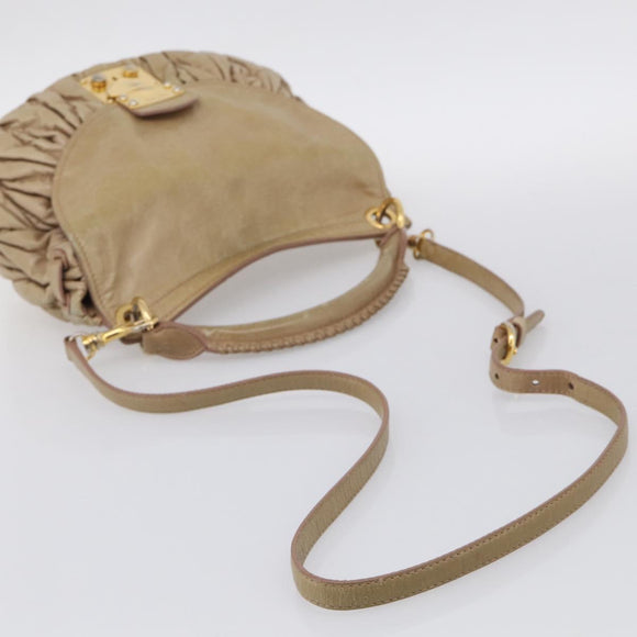 Miu Miu Matelasse Hand Bag Vitellolux 2way Beige Gold Auth 211192V