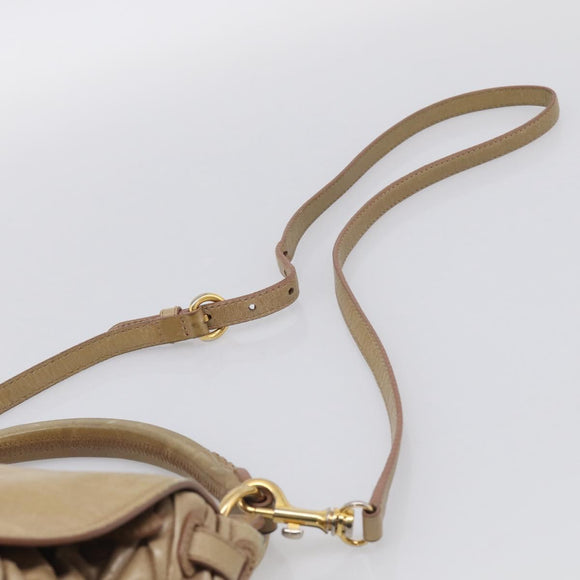 Miu Miu Matelasse Hand Bag Vitellolux 2way Beige Gold Auth 211192V