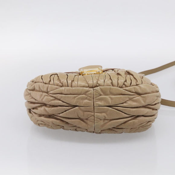 Miu Miu Matelasse Hand Bag Vitellolux 2way Beige Gold Auth 211192V