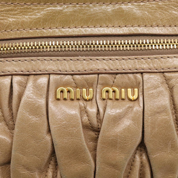 Miu Miu Matelasse Hand Bag Vitellolux 2way Beige Gold Auth 211192V