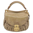 Miu Miu Matelasse Hand Bag Vitellolux 2way Beige Gold Auth 211192V-2