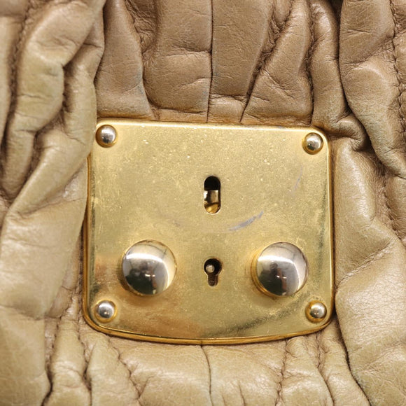 Miu Miu Matelasse Hand Bag Vitellolux 2way Beige Gold Auth 211192V