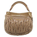 Miu Miu Matelasse Hand Bag Vitellolux 2way Beige Gold Auth 211192V-3