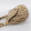Miu Miu Matelasse Hand Bag Vitellolux 2way Beige Gold Auth 211192V-4