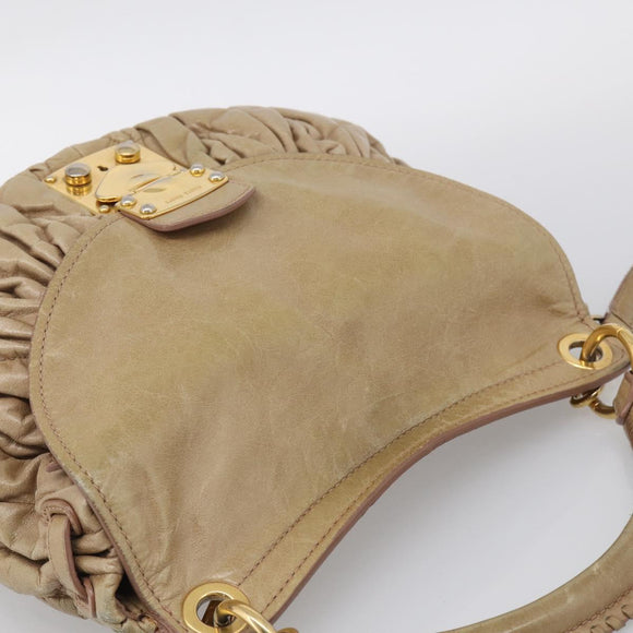 Miu Miu Matelasse Hand Bag Vitellolux 2way Beige Gold Auth 211192V