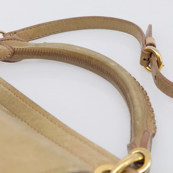 Miu Miu Matelasse Hand Bag Vitellolux 2way Beige Gold Auth 211192V