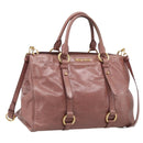 Miu Miu Matelasse Hand Bag Leather 2way Pink Gold Auth 211193V-1