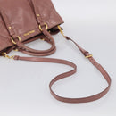 Miu Miu Matelasse Hand Bag Leather 2way Pink Gold Auth 211193V-10