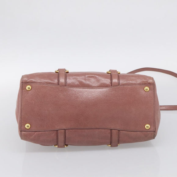 Miu Miu Matelasse Hand Bag Leather 2way Pink Gold Auth 211193V