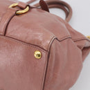 Miu Miu Matelasse Hand Bag Leather 2way Pink Gold Auth 211193V-13