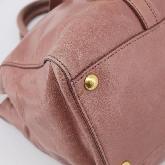 Miu Miu Matelasse Hand Bag Leather 2way Pink Gold Auth 211193V