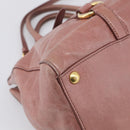 Miu Miu Matelasse Hand Bag Leather 2way Pink Gold Auth 211193V-16