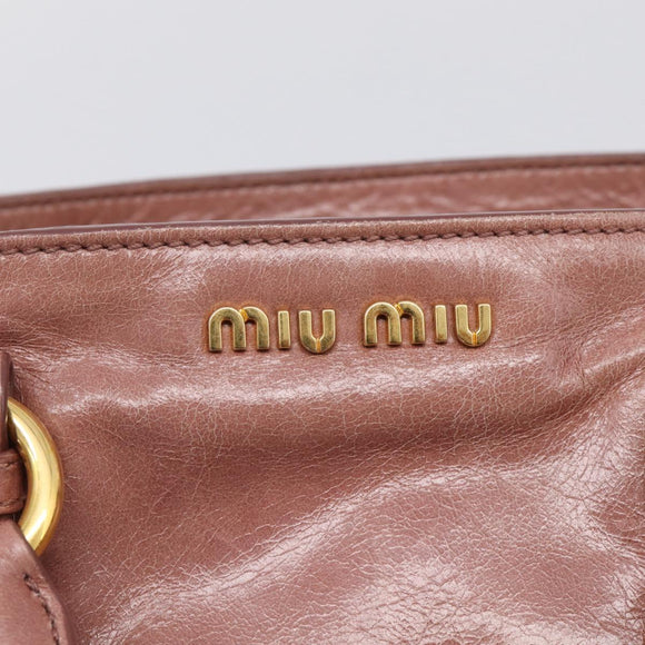 Miu Miu Matelasse Hand Bag Leather 2way Pink Gold Auth 211193V
