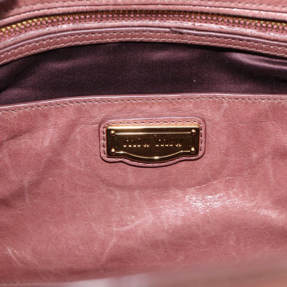 Miu Miu Matelasse Hand Bag Leather 2way Pink Gold Auth 211193V