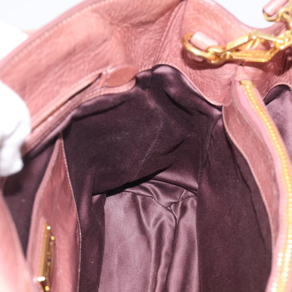 Miu Miu Matelasse Hand Bag Leather 2way Pink Gold Auth 211193V
