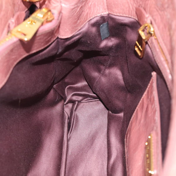 Miu Miu Matelasse Hand Bag Leather 2way Pink Gold Auth 211193V