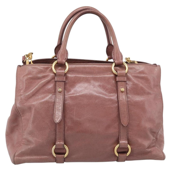 Miu Miu Matelasse Hand Bag Leather 2way Pink Gold Auth 211193V
