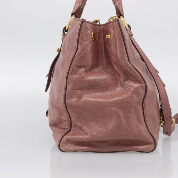 Miu Miu Matelasse Hand Bag Leather 2way Pink Gold Auth 211193V