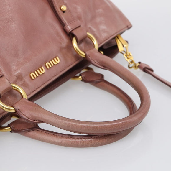 Miu Miu Matelasse Hand Bag Leather 2way Pink Gold Auth 211193V