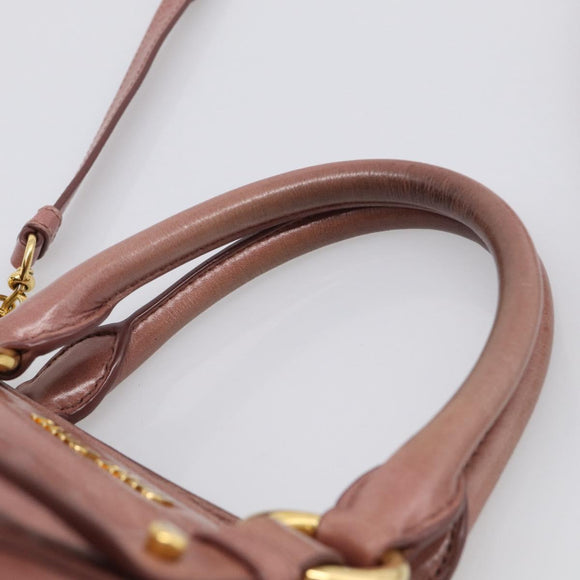 Miu Miu Matelasse Hand Bag Leather 2way Pink Gold Auth 211193V