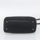 Miu Miu Matelasse Hand Bag Leather 2way Black Silver Auth 211194-12