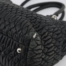 Miu Miu Matelasse Hand Bag Leather 2way Black Silver Auth 211194-13