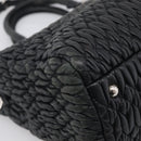 Miu Miu Matelasse Hand Bag Leather 2way Black Silver Auth 211194-14