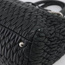 Miu Miu Matelasse Hand Bag Leather 2way Black Silver Auth 211194-15
