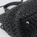 Miu Miu Matelasse Hand Bag Leather 2way Black Silver Auth 211194-16