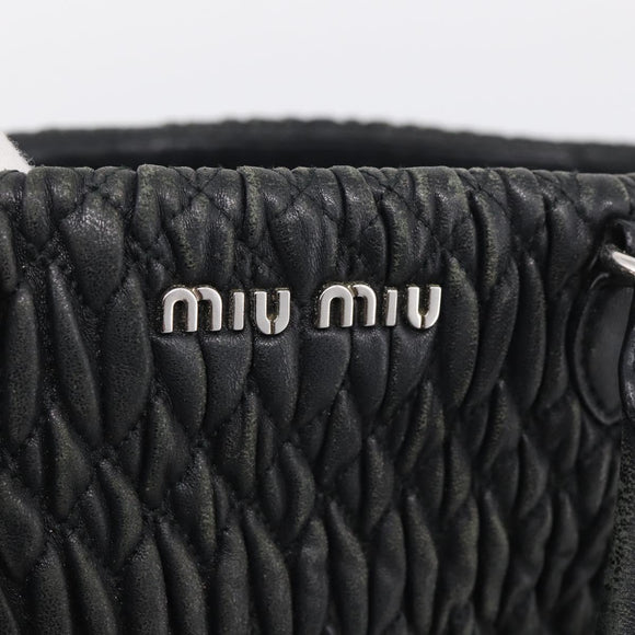 Miu Miu Matelasse Hand Bag Leather 2way Black Silver Auth 211194
