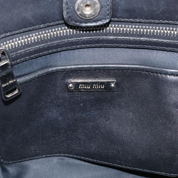 Miu Miu Matelasse Hand Bag Leather 2way Black Silver Auth 211194