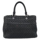 Miu Miu Matelasse Hand Bag Leather 2way Black Silver Auth 211194-3
