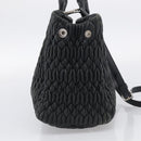 Miu Miu Matelasse Hand Bag Leather 2way Black Silver Auth 211194-4