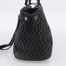 Miu Miu Matelasse Hand Bag Leather 2way Black Silver Auth 211194-5
