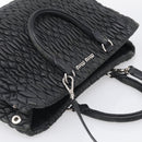 Miu Miu Matelasse Hand Bag Leather 2way Black Silver Auth 211194-6