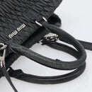 Miu Miu Matelasse Hand Bag Leather 2way Black Silver Auth 211194-7
