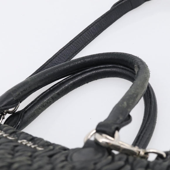 Miu Miu Matelasse Hand Bag Leather 2way Black Silver Auth 211194