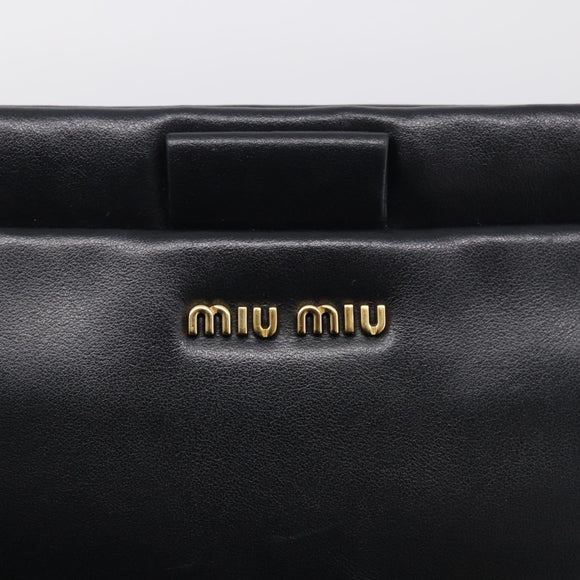 Miu Miu Chain Shoulder Bag Leather Black Gold Auth 211196V