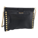 Miu Miu Chain Shoulder Bag Leather Black Gold Auth 211196V-1