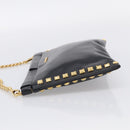 Miu Miu Chain Shoulder Bag Leather Black Gold Auth 211196V-4