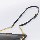 Miu Miu Chain Shoulder Bag Leather Black Gold Auth 211196V-8