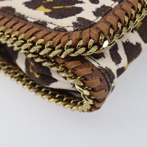 Stella McCartney Chain Shoulder Bag Canvas Beige Gold 291622 Auth 211197A