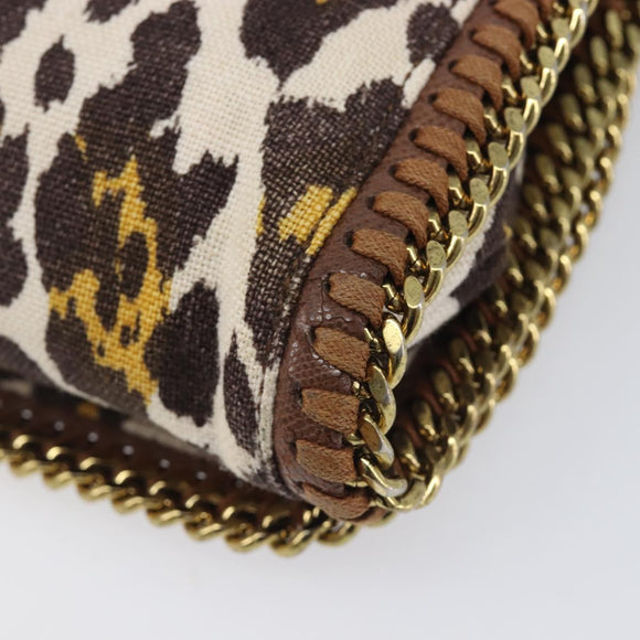 Stella McCartney Chain Shoulder Bag Canvas Beige Gold 291622 Auth 211197A