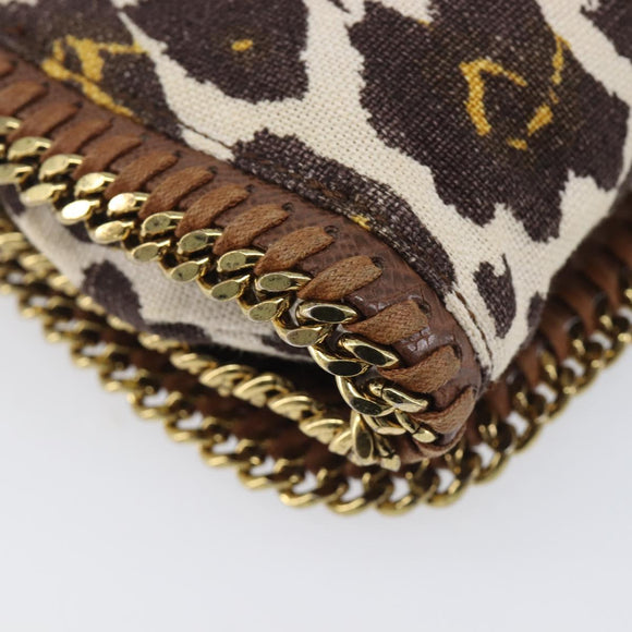 Stella McCartney Chain Shoulder Bag Canvas Beige Gold 291622 Auth 211197A