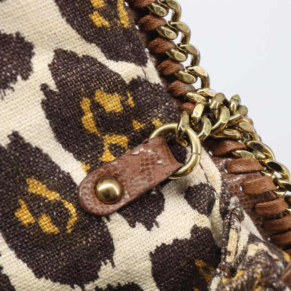 Stella McCartney Chain Shoulder Bag Canvas Beige Gold 291622 Auth 211197A