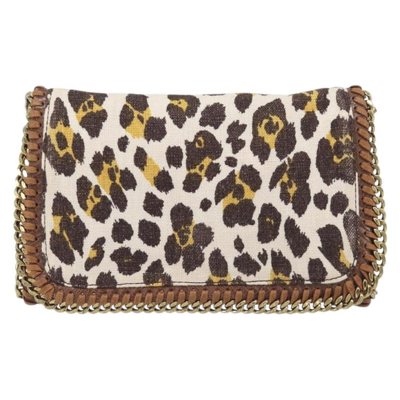 Stella McCartney Chain Shoulder Bag Canvas Beige Gold 291622 Auth 211197A