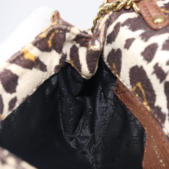 Stella McCartney Chain Shoulder Bag Canvas Beige Gold 291622 Auth 211197A
