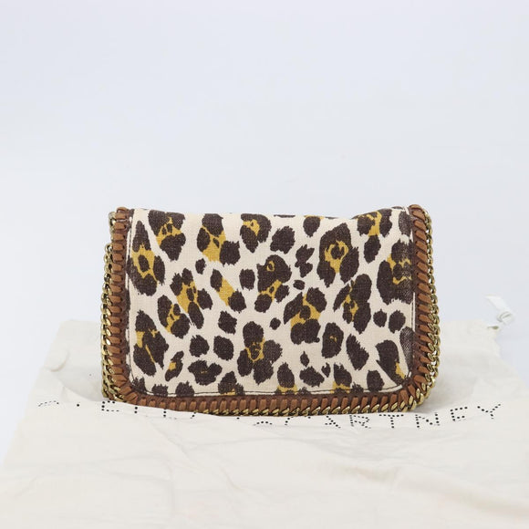 Stella McCartney Chain Shoulder Bag Canvas Beige Gold 291622 Auth 211197A
