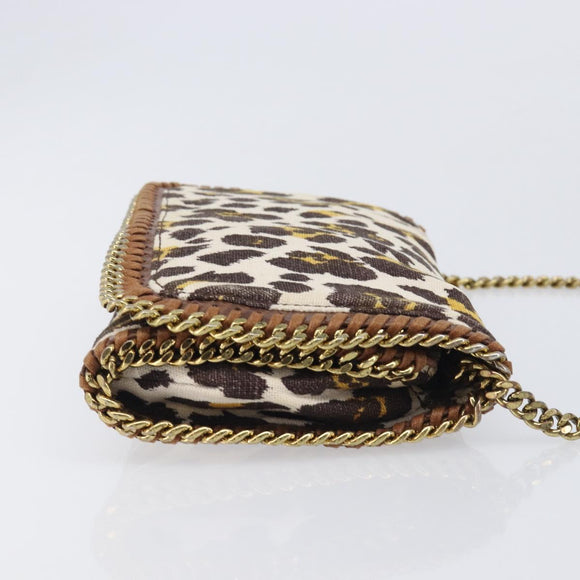Stella McCartney Chain Shoulder Bag Canvas Beige Gold 291622 Auth 211197A