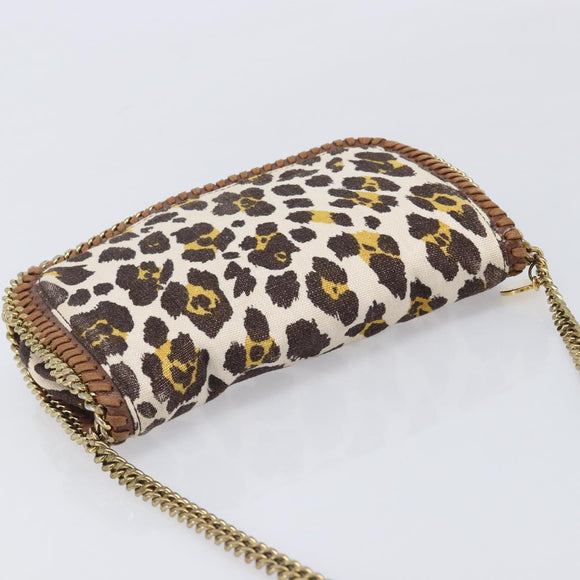 Stella McCartney Chain Shoulder Bag Canvas Beige Gold 291622 Auth 211197A
